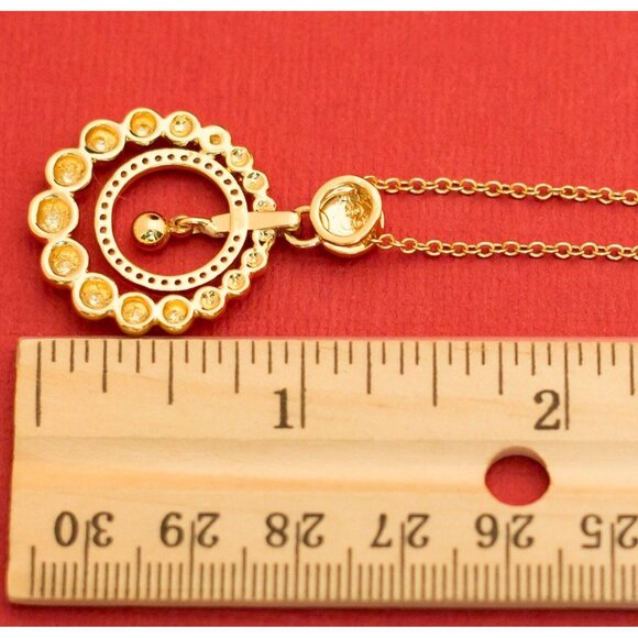 18K Gold Plated Vintage Lune Rhinestones Pendant 18 Inch - F8 - Picture 3 of 3